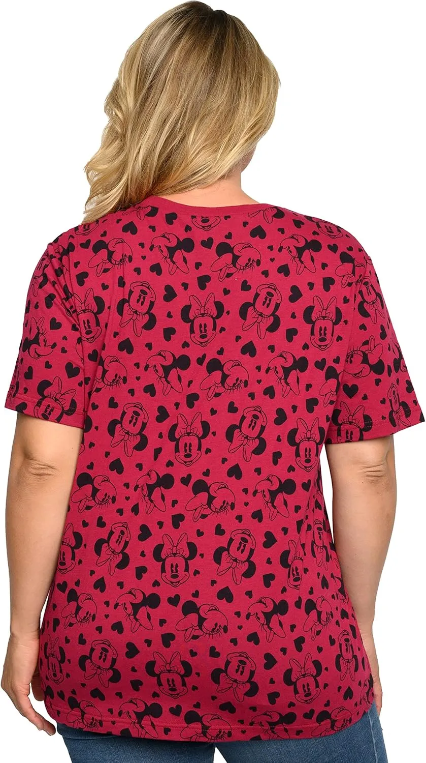 Disney Womens Plus Size T-Shirt Minnie Mouse Print