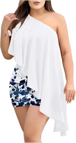 Dress for Women, Women's Fashion Sexy Summer Off Shoulder Short Sleeve Sequin Ruffle Irregular Dresses