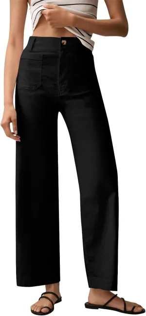 Dress Pants Women Tummy Control High Waist Chino Work Pants Business Casual Wide Leg Trousers Slacks Ankle Jeans