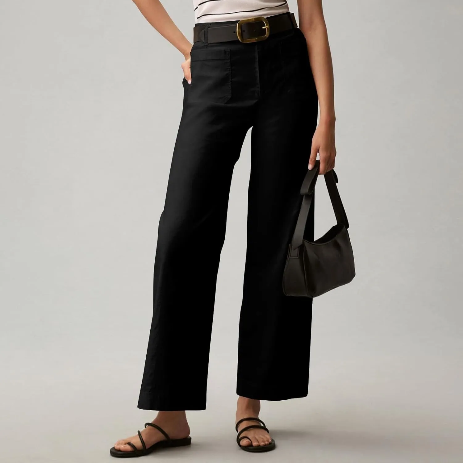 Dress Pants Women Tummy Control High Waist Chino Work Pants Business Casual Wide Leg Trousers Slacks Ankle Jeans