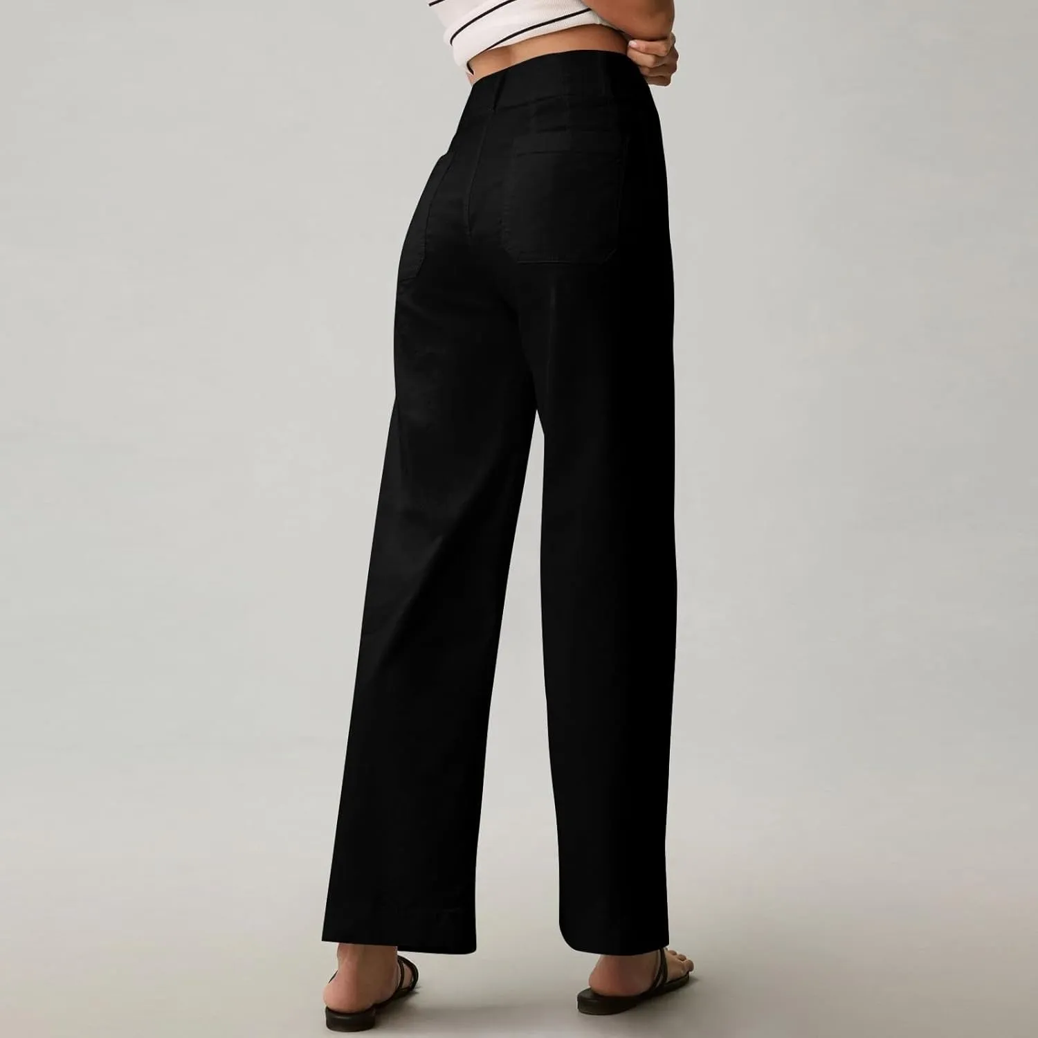Dress Pants Women Tummy Control High Waist Chino Work Pants Business Casual Wide Leg Trousers Slacks Ankle Jeans