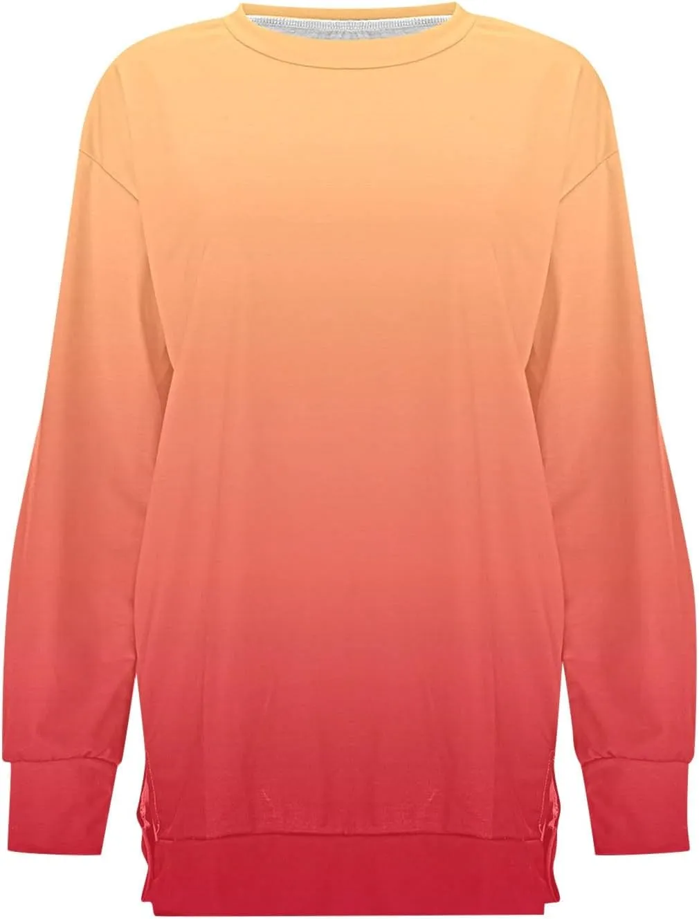Fall Neon Gradient Women Sweat Shirts Casual Crew Neck Sweatshirts Loose Oversized Long Sleeve Pullover Tops