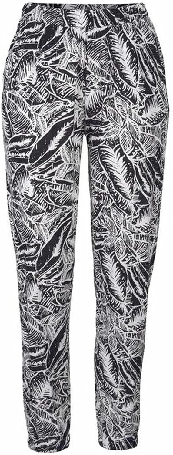 FarJing Women's Boho Palazzo Pants Casual Comfy High Waist Print Stretch Beach Trousers Lounge Pants Wide Leg