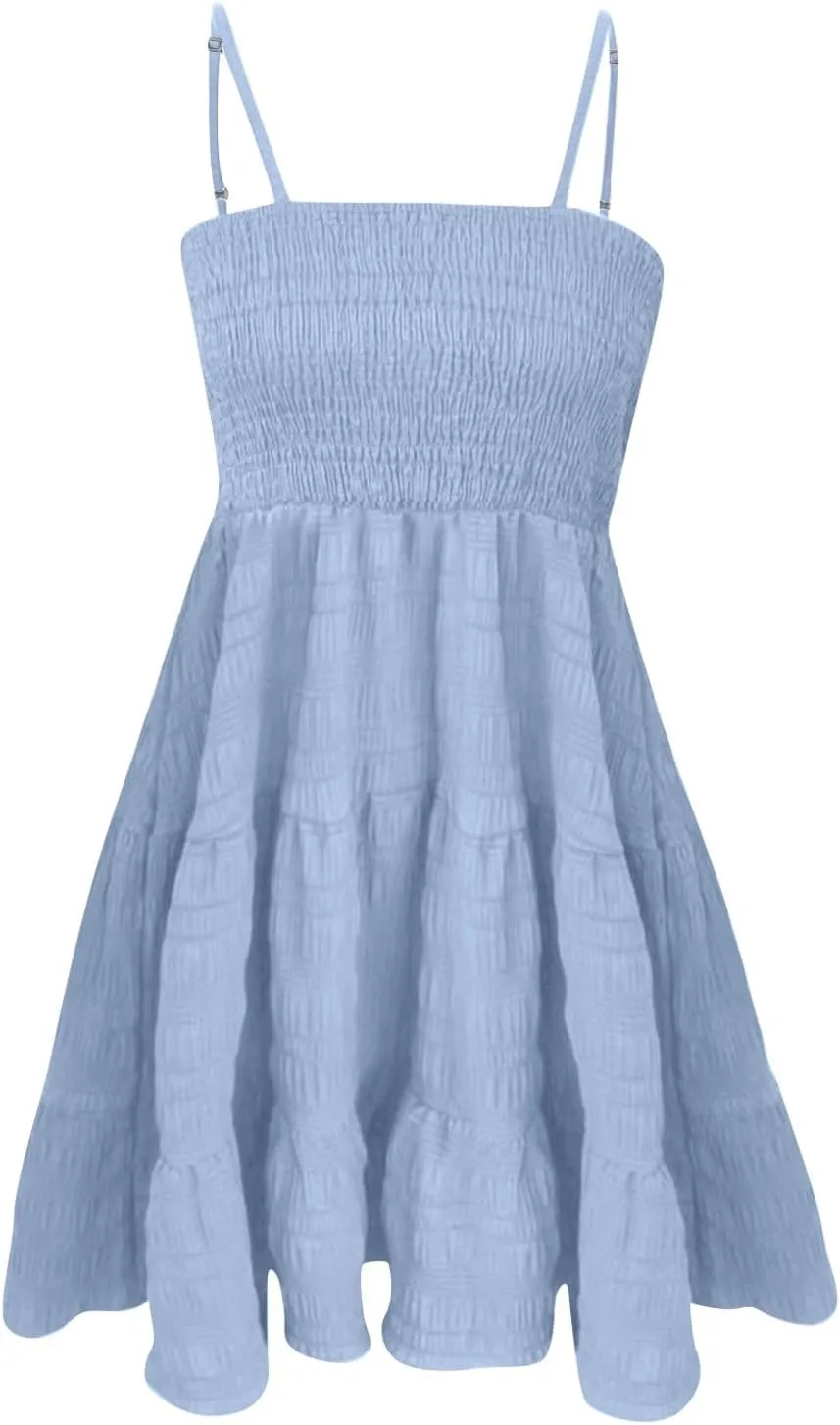 Febecool Summer Dresses for Women 2024 Mini Dress Women's Casual Summer Dress Sleeveless Sundress Tank Dresses Beach Dress