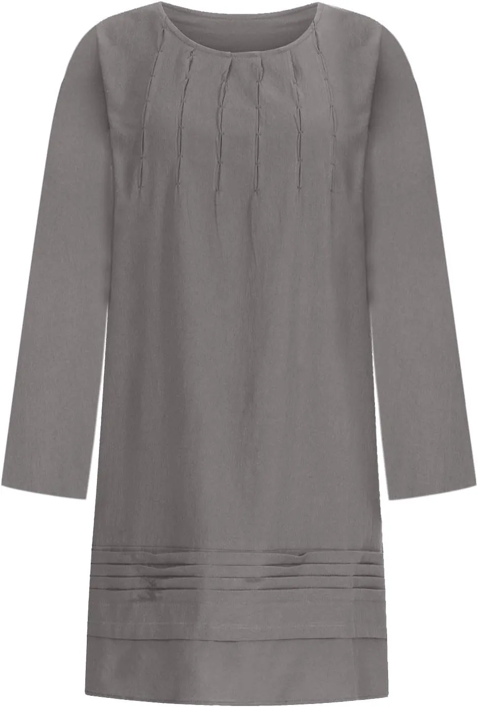 Finelylove Womens Summer Cotton Linen Dresses Short Flowy Beach Dress Long Sleeve Ruffled Shift Dress Casual Loose Sundress