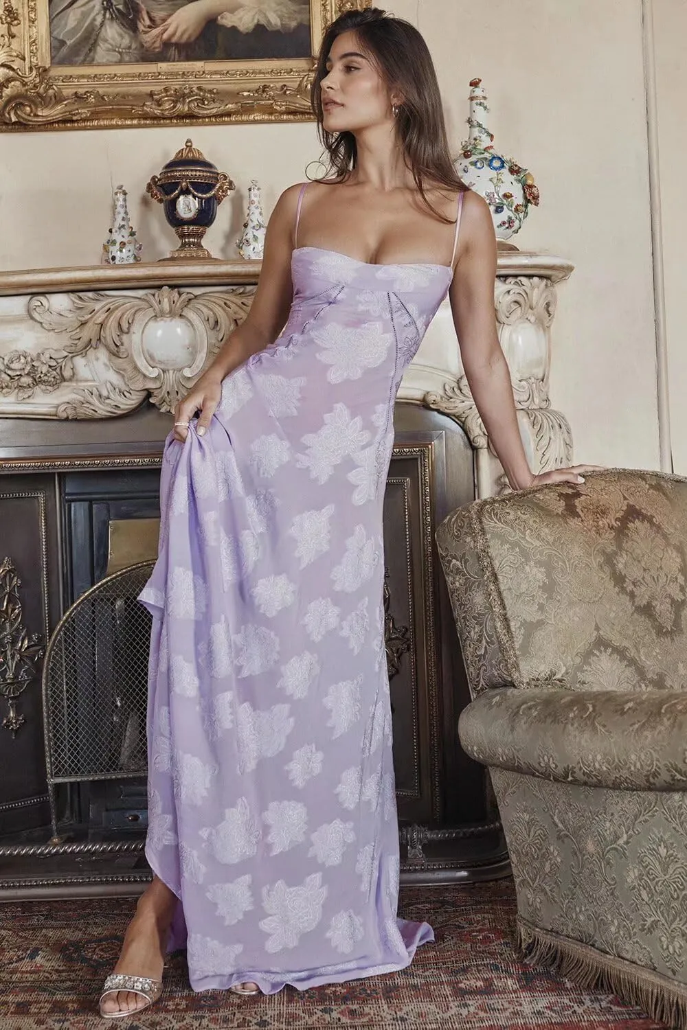 Floral Dress Long Spaghetti Strap Maxi Dress Formal Floral Cocktail Dresses for Women NA132
