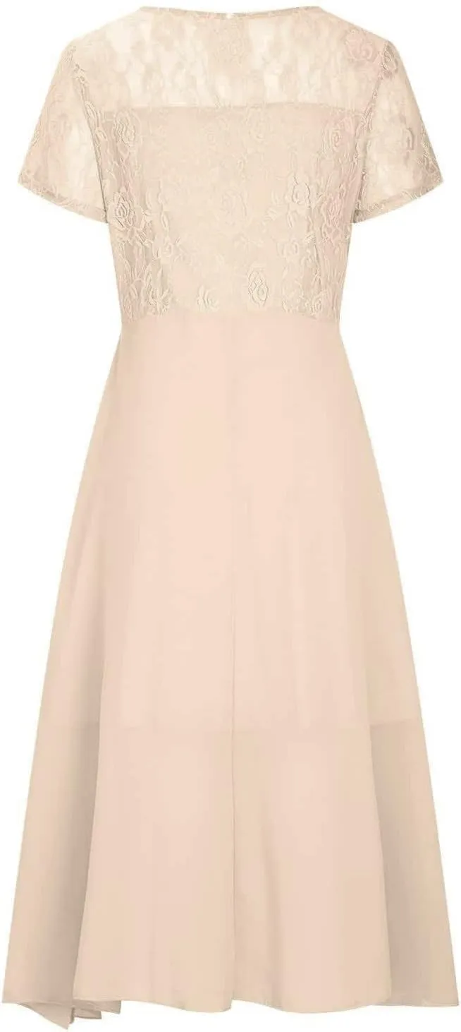 Flowy Lace Chiffon Dress Elegant Formal Evening Party Wedding Mother of The Bride Dresses for Women 2025