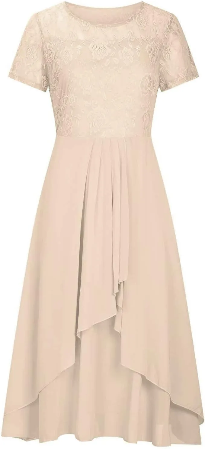 Flowy Lace Chiffon Dress Elegant Formal Evening Party Wedding Mother of The Bride Dresses for Women 2025