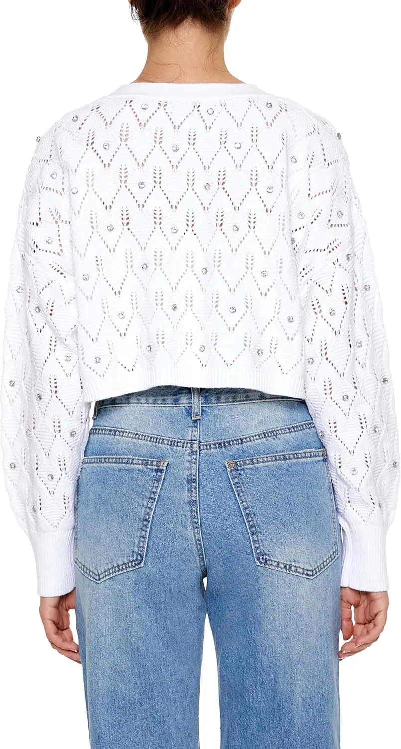 Forever 21 Women's Faux Gem Cropped Cardigan Sweater