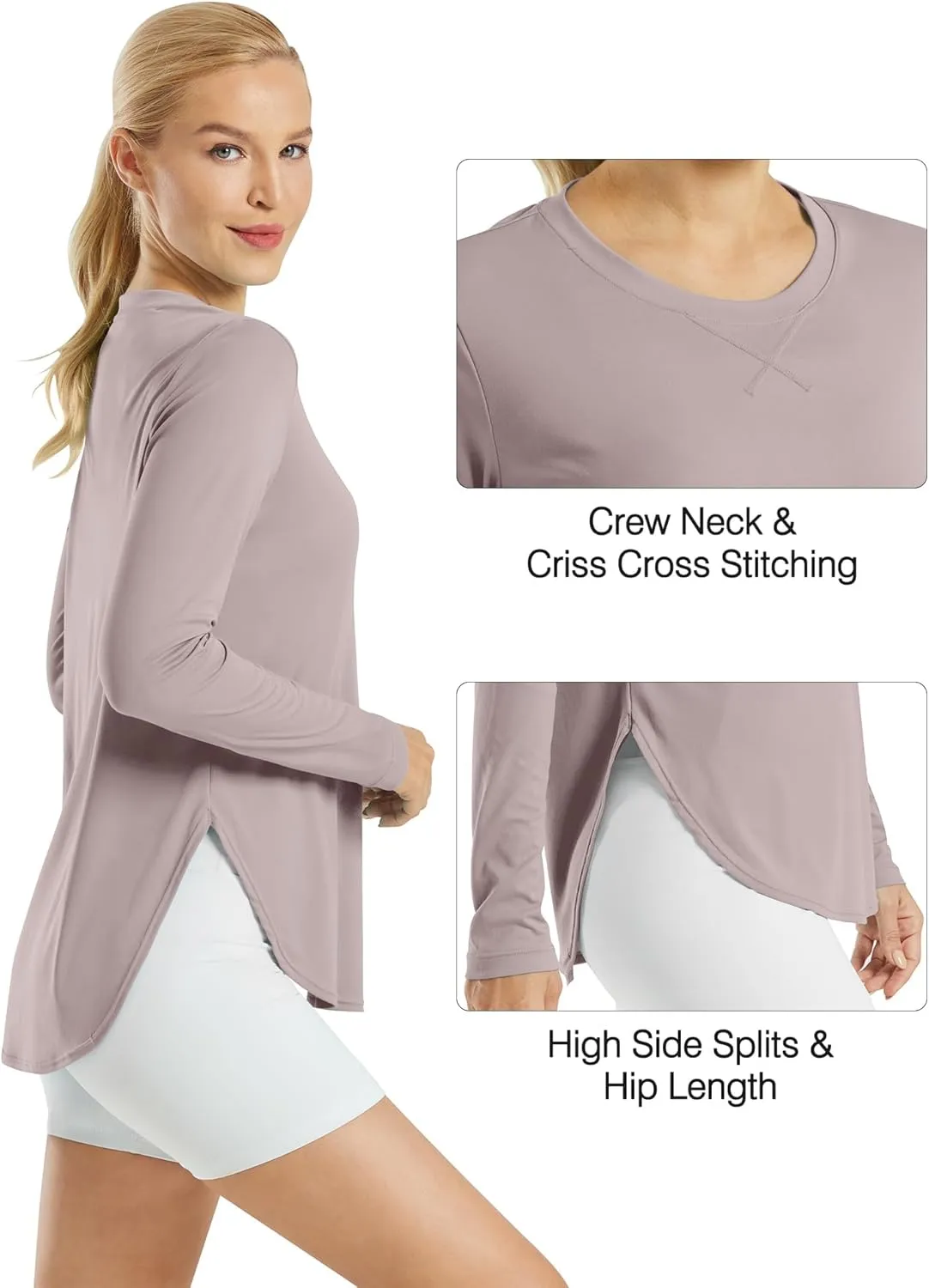 G4Free Women's UPF 50  UV Shirts Long Sleeve Workout Sun Shirt Outdoor Gym Hiking Tops Quick Dry Lightweight