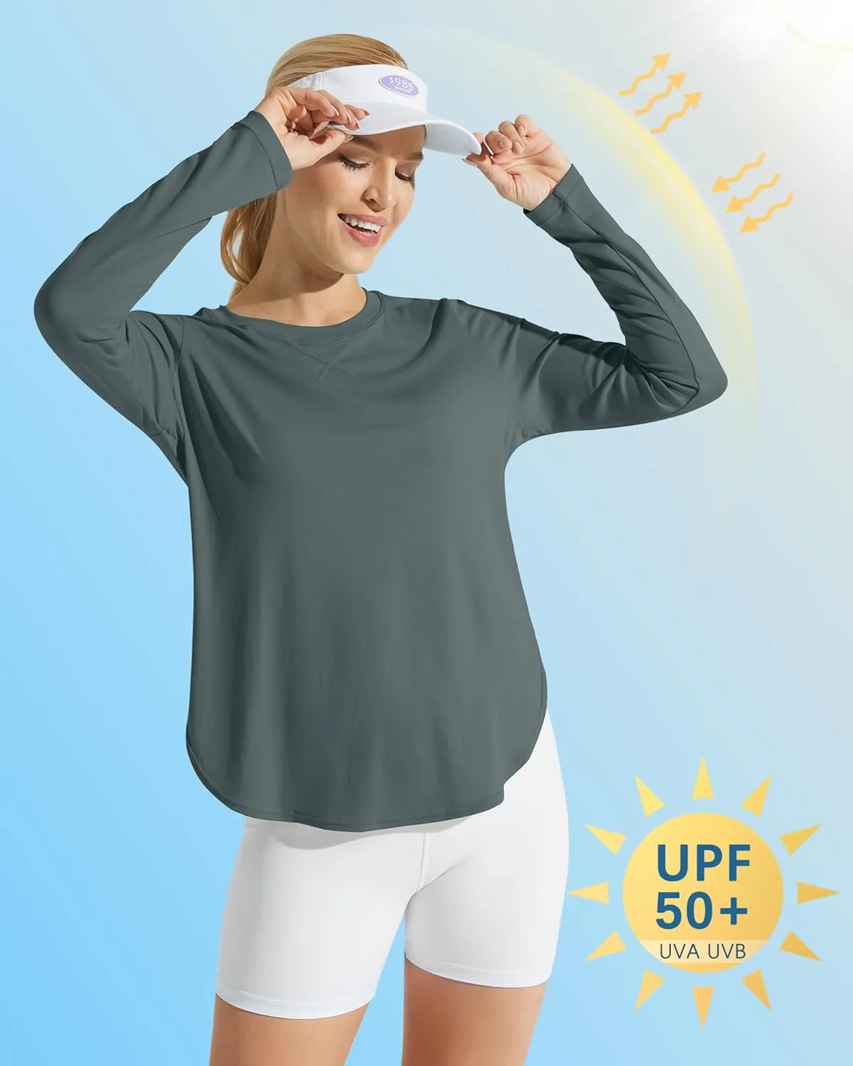 G4Free Women's UPF 50  UV Shirts Long Sleeve Workout Sun Shirt Outdoor Gym Hiking Tops Quick Dry Lightweight