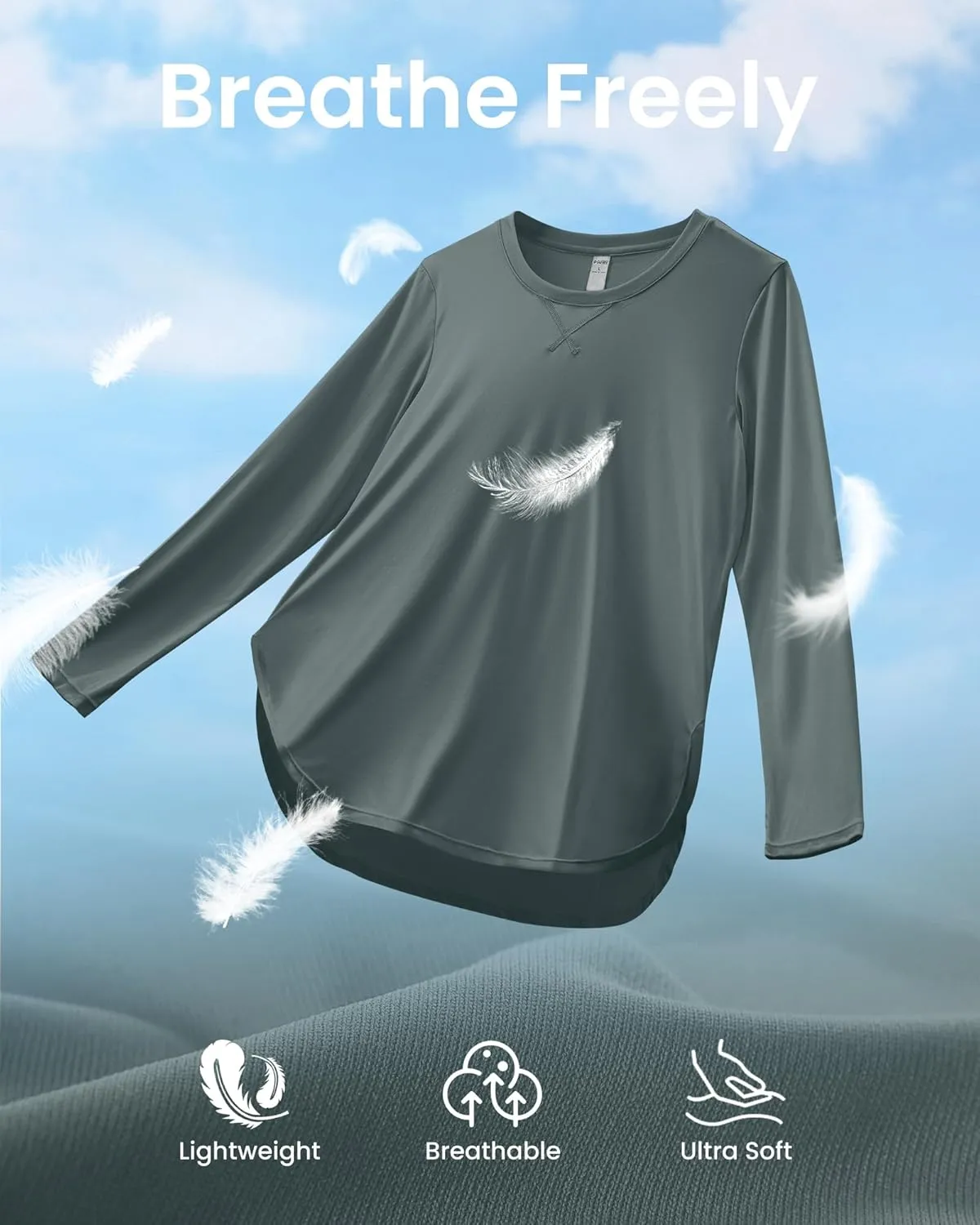 G4Free Women's UPF 50  UV Shirts Long Sleeve Workout Sun Shirt Outdoor Gym Hiking Tops Quick Dry Lightweight