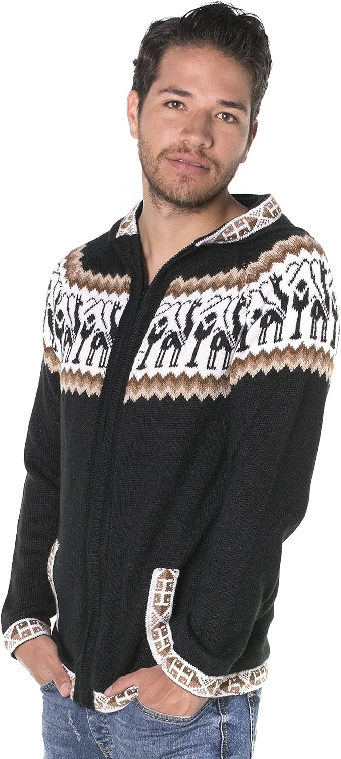 Gamboa Alpaca Cardigan Sweaters for Men Hoodie Mens Jacket Light and Softness Wool Knitted Summer Winter Hooded Sweater