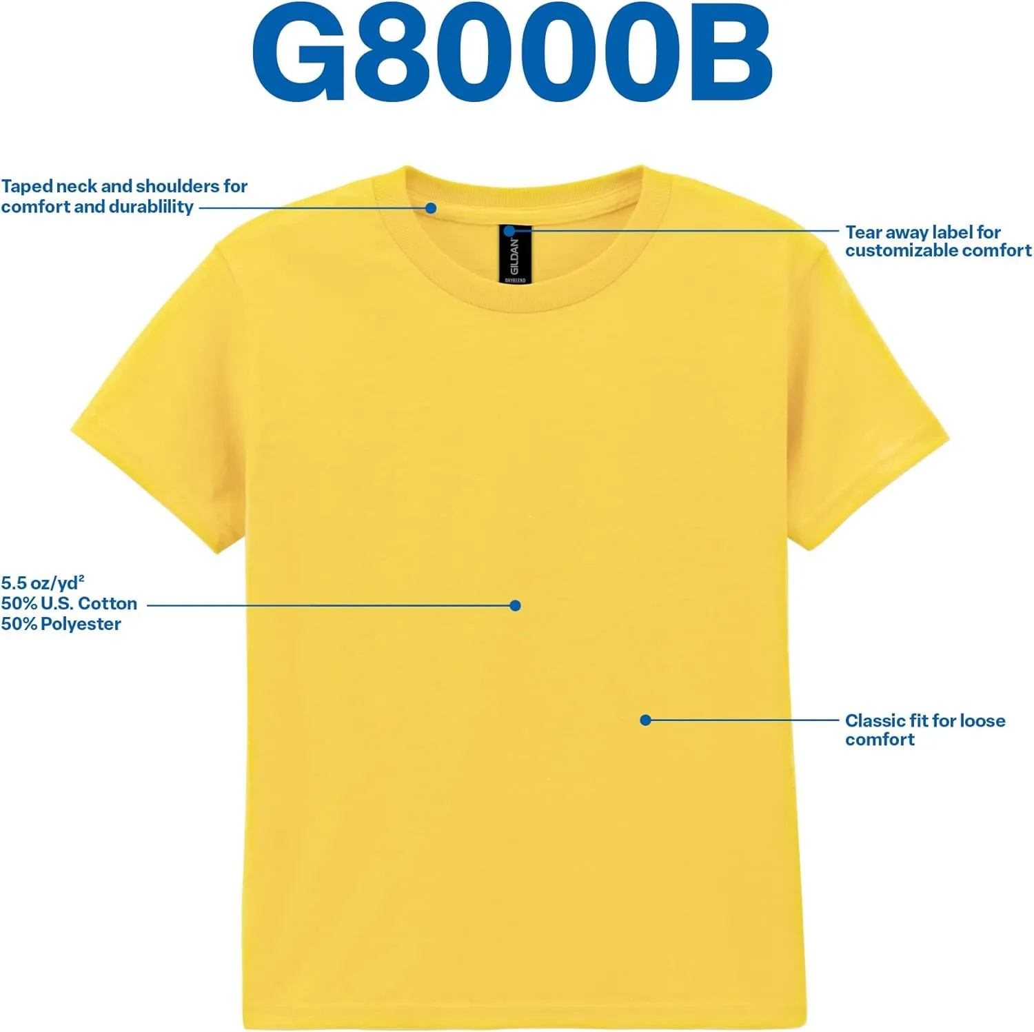 Gildan Youth DryBlend T-Shirt, Style G8000B, 2-Pack
