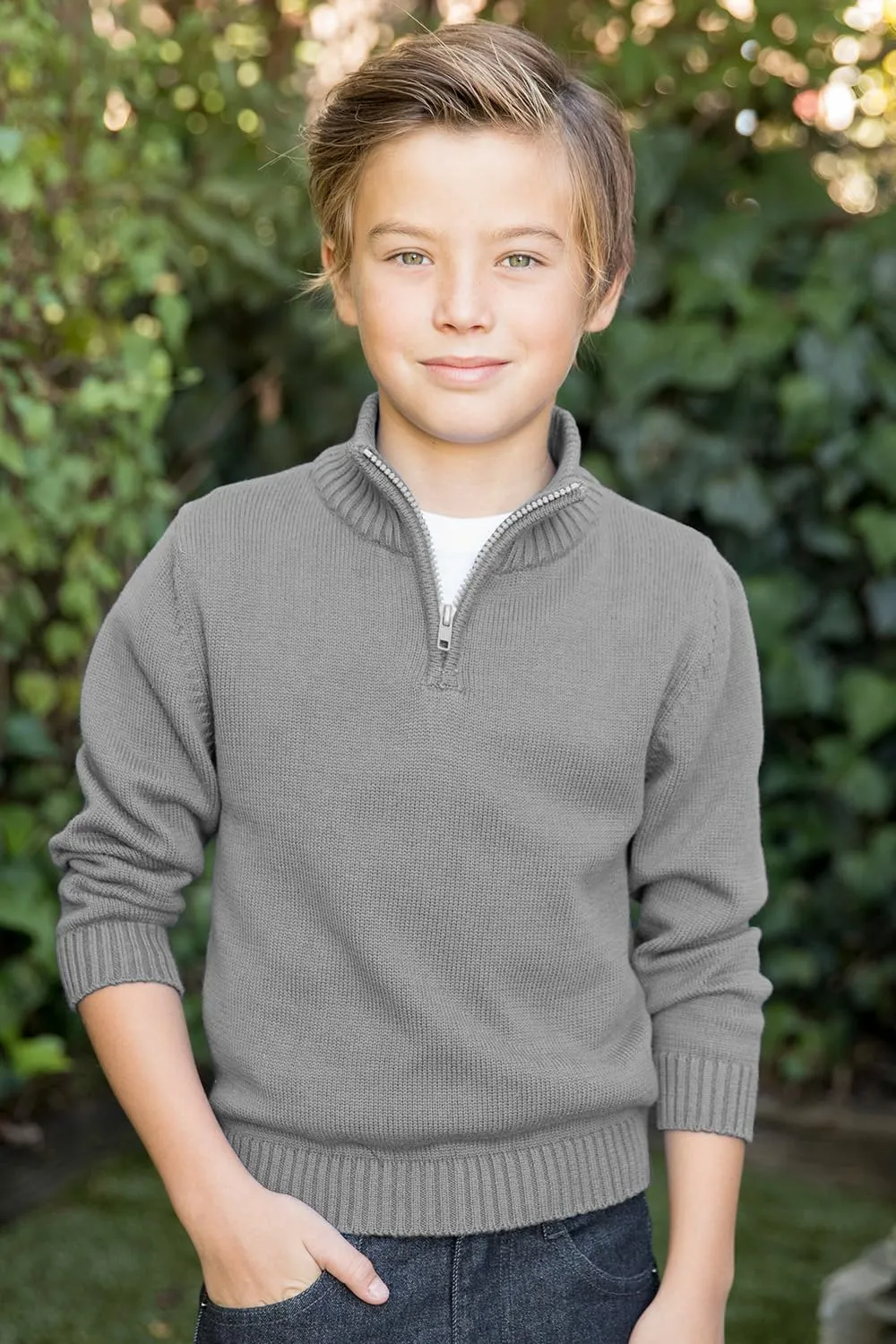 Gioberti Boy's Knitted Half Zip 100% Cotton Sweater
