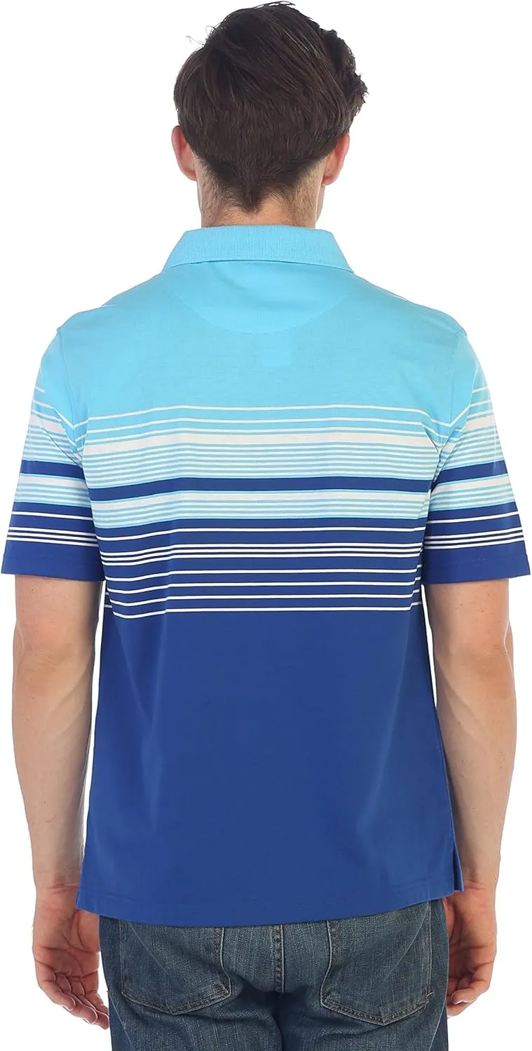 Gioberti Mens Striped Polo Shirt with Pocket - Yarn Dye