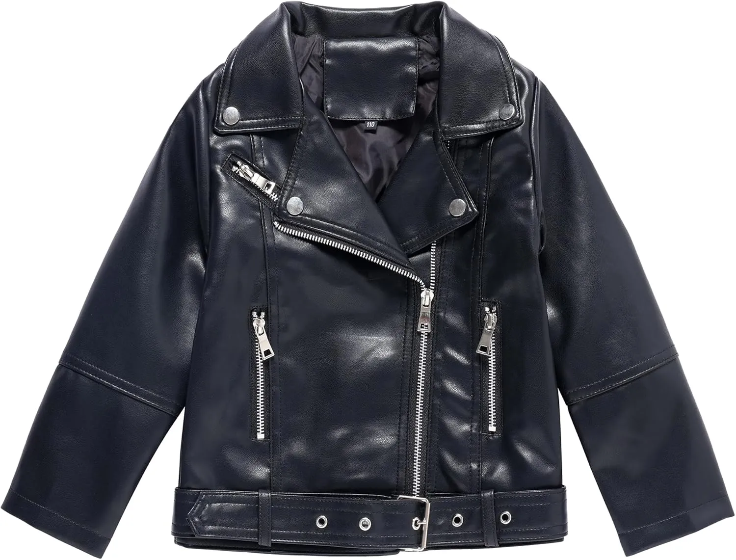 Girls Boys Biker Jacket Faux Leather Rivets Leather Motor Jacket Coat For Kids 3-16Years