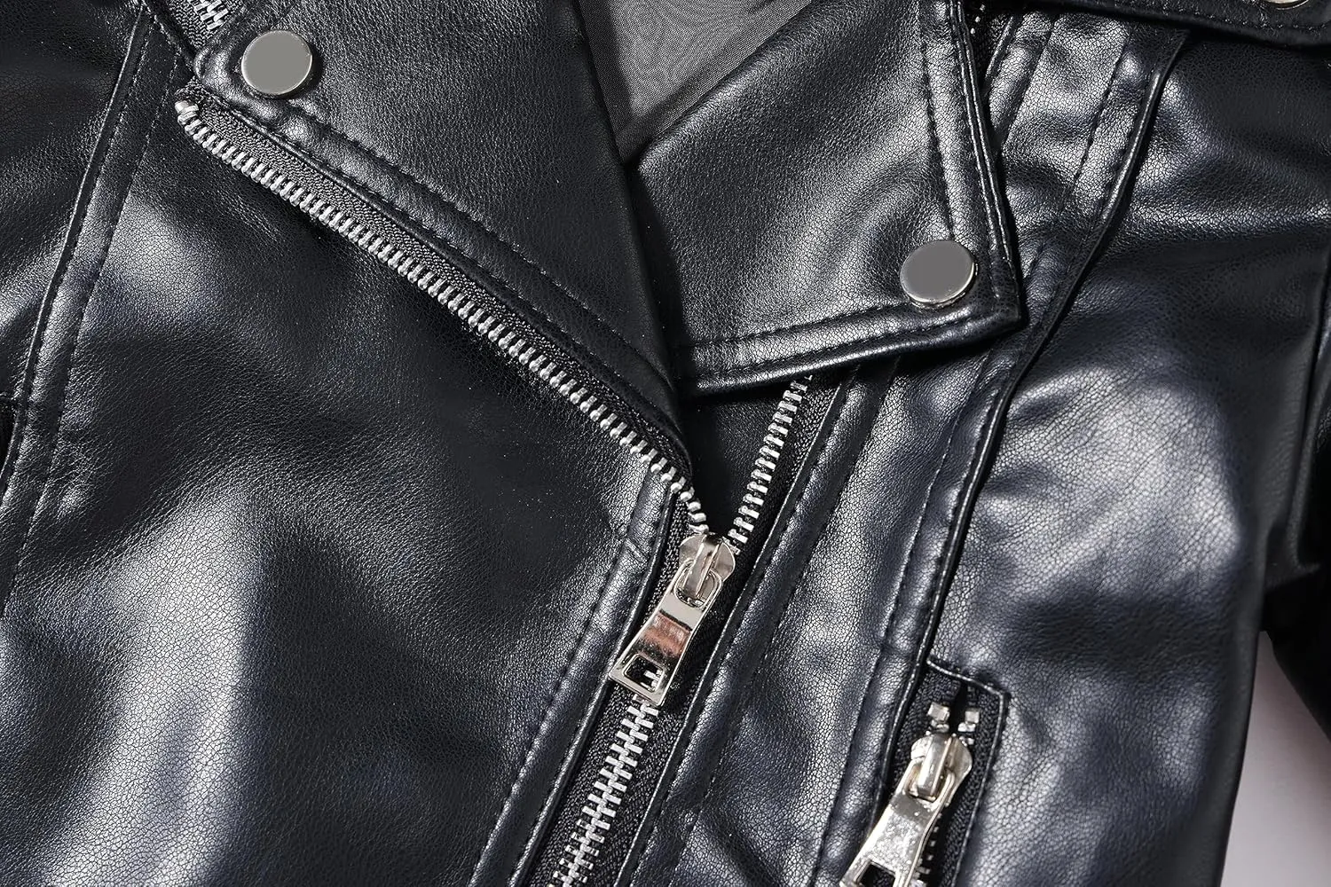 Girls Boys Biker Jacket Faux Leather Rivets Leather Motor Jacket Coat For Kids 3-16Years