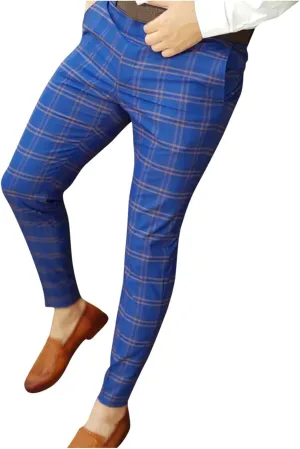 GOKKILRW Mens Chinos Slim Fit Stretch Plaid Flat-Front Skinny Dress Pants Business Work Pencil Lounge Pants