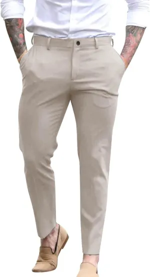 GOKKILRW Mens Golf Pants Slim Fit Stretch Work Business Dress Pants Quick Dry Lightweight Casual Comfort Flat Front Chinos