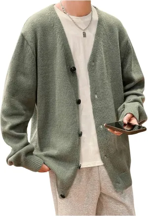 GORGLITTER Men's Oversized Cardigan Casual Button Down Long Sleeve V Neck Sweater