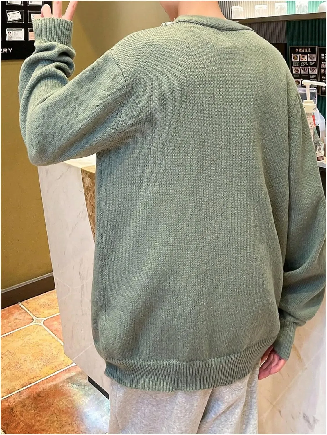 GORGLITTER Men's Oversized Cardigan Casual Button Down Long Sleeve V Neck Sweater