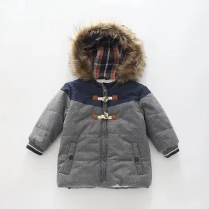 Grey, Boys Hooded Puffer Jacket