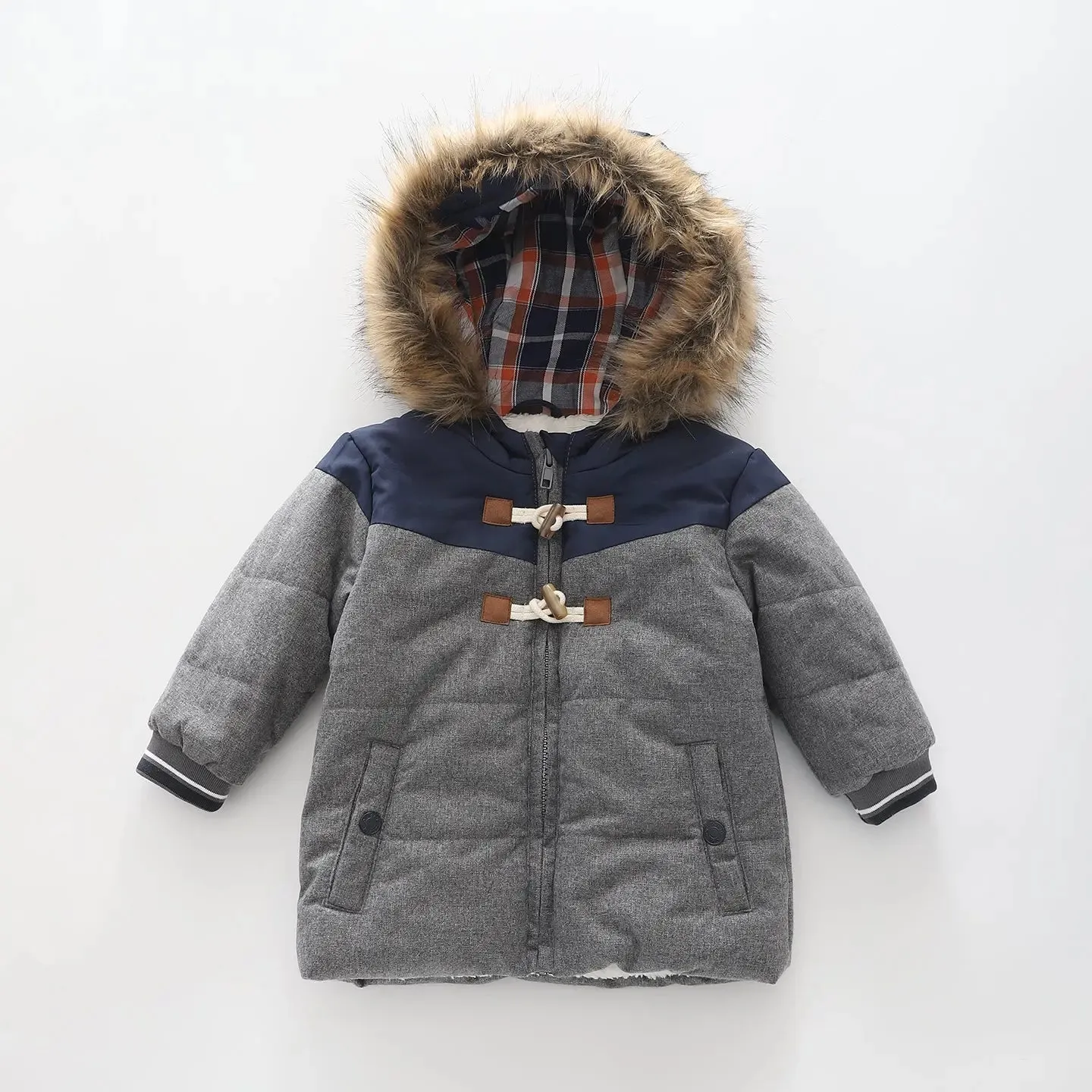 Grey, Boys Hooded Puffer Jacket