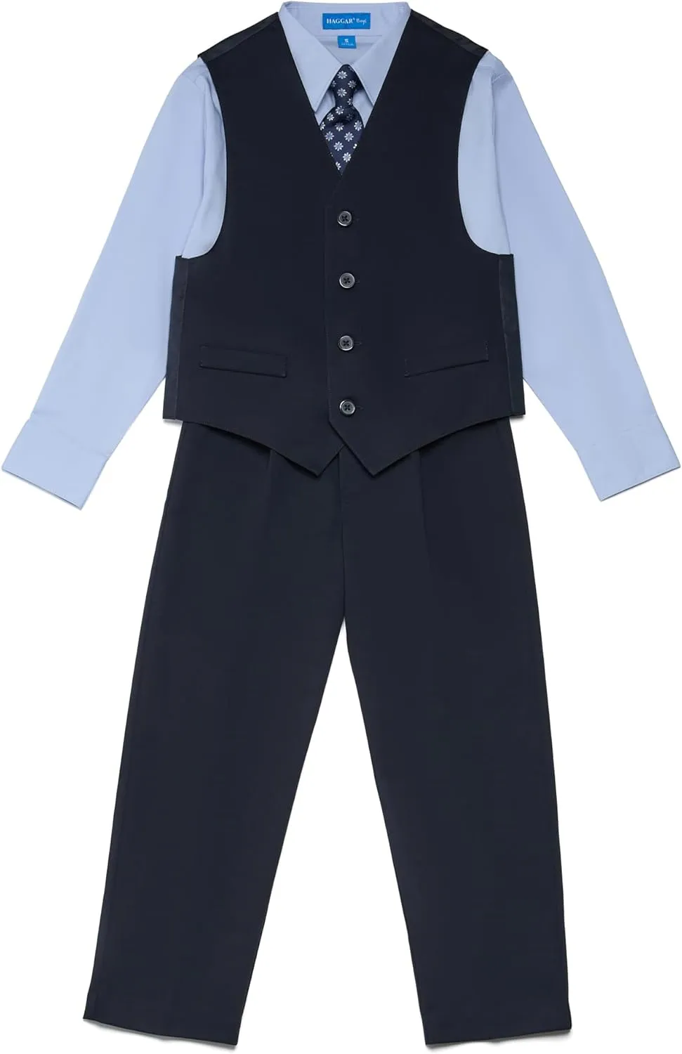 Haggar Boys' 4-Piece Vest, Dress Shirt & Tie Set