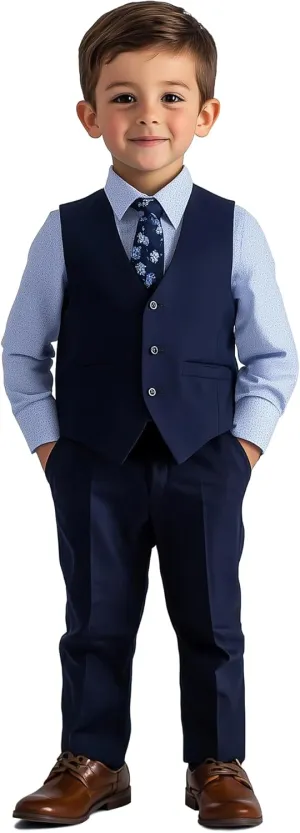 Haggar Boys' 4-Piece Vest, Dress Shirt & Tie Set