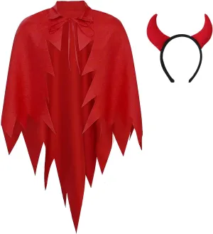 Halloween Red Bullhorn Cloak Cape Costume Adult Wizard Vampire Robe Gothic Carnival Xmas Party Dress Men Women Gift