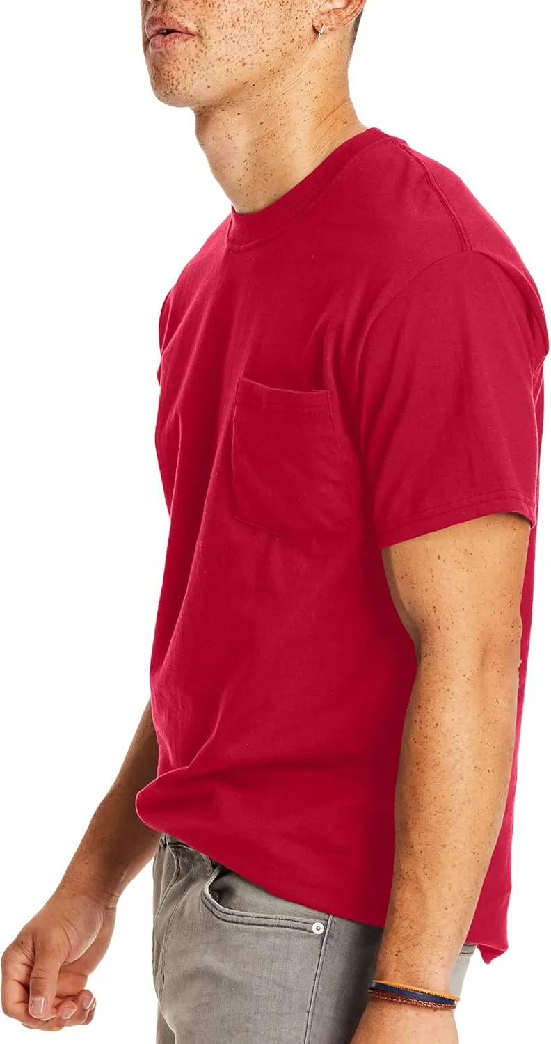 Hanes Men's Heavyweight Pocket T-Shirt, Beefy-T Full-Cut Cotton Pocket Tee for Men, Crewneck T-Shirt For Men, 1 or 2 Pack