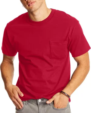 Hanes Men's Heavyweight Pocket T-Shirt, Beefy-T Full-Cut Cotton Pocket Tee for Men, Crewneck T-Shirt For Men, 1 or 2 Pack