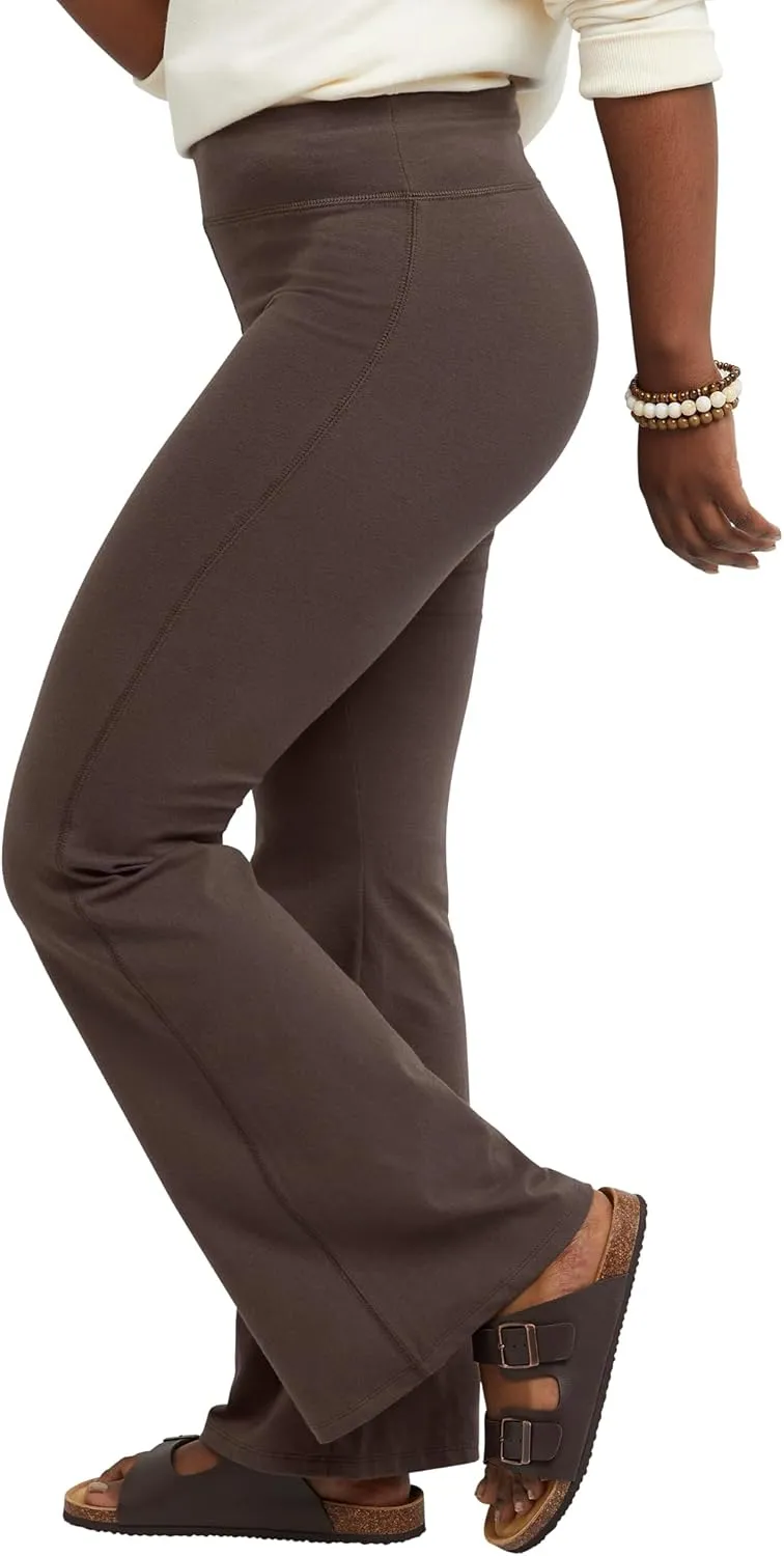 Hanes Women's Originals Jersey Flare Leg, Bell Bottom Stretch Pants, 31"