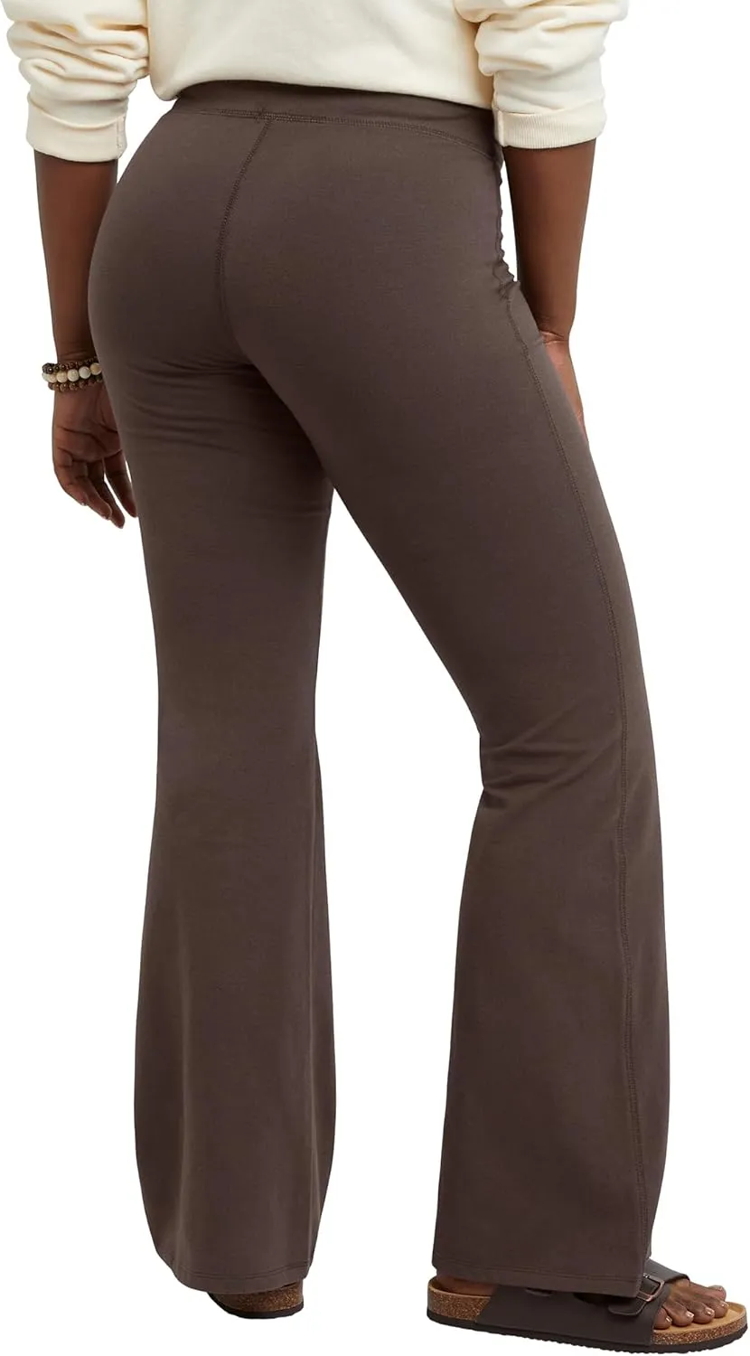 Hanes Women's Originals Jersey Flare Leg, Bell Bottom Stretch Pants, 31"