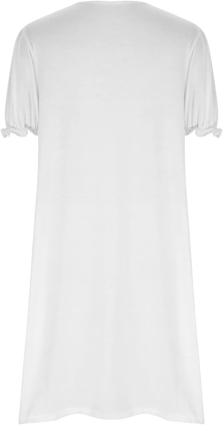 HGps8w Women's 2025 Casual Summer Dresses Cute Ruffle Hem V Neck Short Sleeve Solid Color A-Line Beach Sundress with Pockets