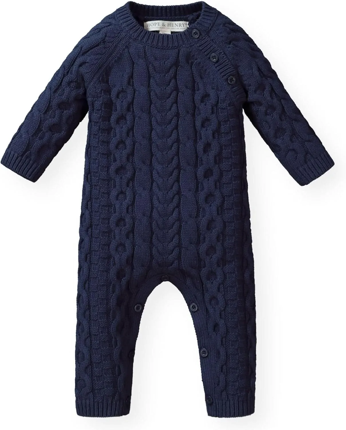 Hope & Henry Layette Baby Cable Knit Sweater Romper