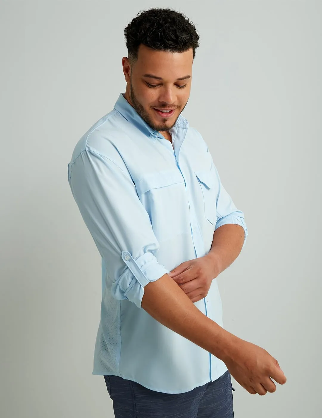 HUK Men's Tide Point Solid Long Sleeve Shirt, Button