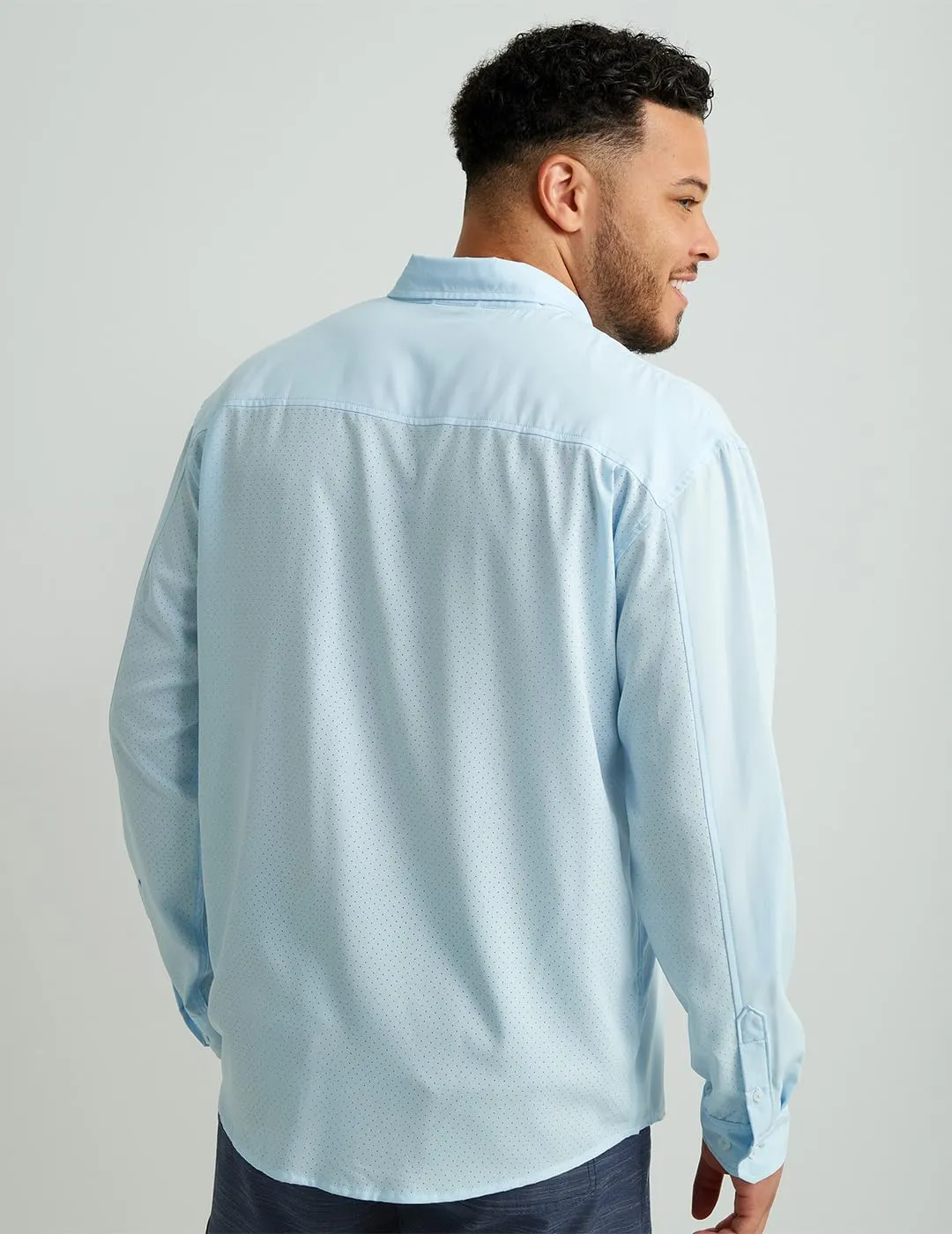 HUK Men's Tide Point Solid Long Sleeve Shirt, Button