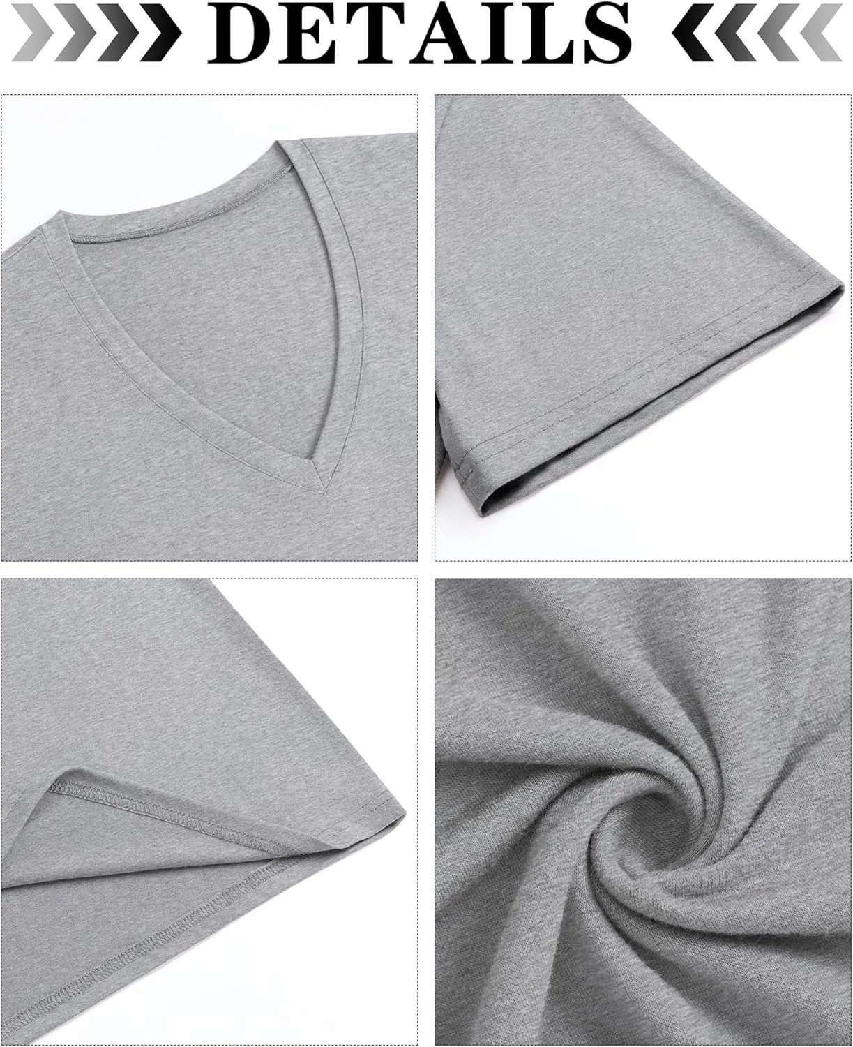 Huukeay 3 Pack Deep V Neck T-Shirts for Men Big and Tall Cotton Short Sleeve Tee Tops Slim Fit Casual Low Cut Shirts
