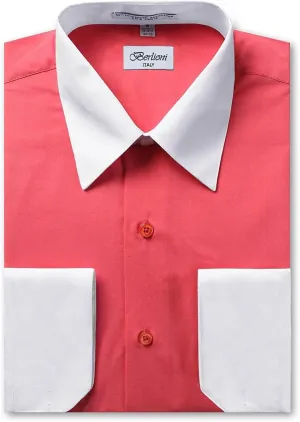 Italy Men's Long Sleeve Two Tone Premium Dress Shirt