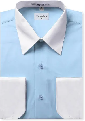 Italy Men's Long Sleeve Two Tone Premium Dress Shirt