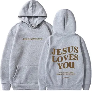 Jesus Loves You Hoodie Christian Jesus Saves Faith Sweatshirt Man Woman Pullover Tops Streetwear Gift Y2K Clothes