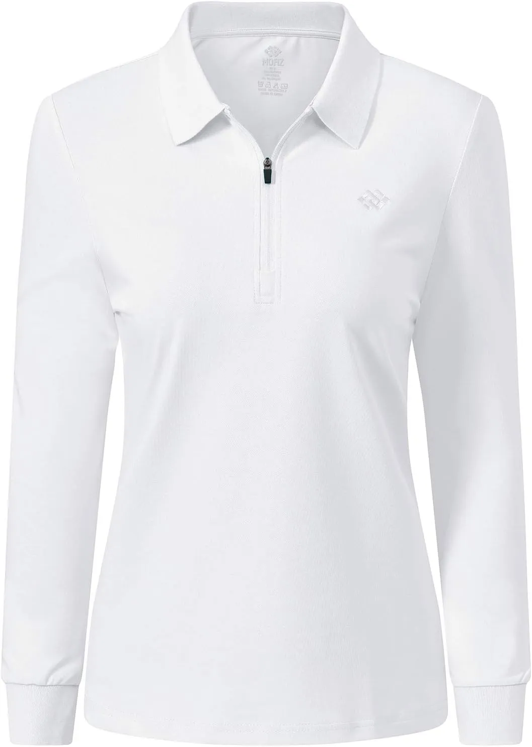 JINSHI Women's Golf Polo Shirt Long Sleeves Zip Up Sport Active Shirts Quick Dry Athletic T-Shirt Casual Tennis Tops Slim Fit