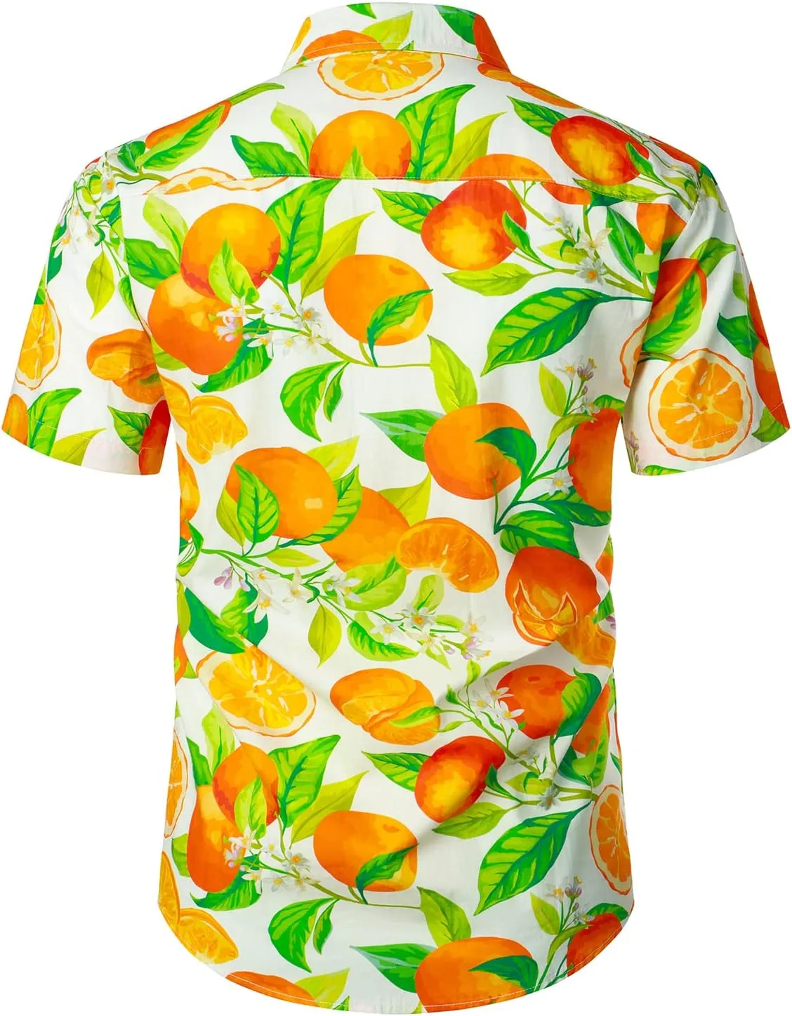 JOGAL Men's Cotton Button Down Short Sleeve Hawaiian Shirt