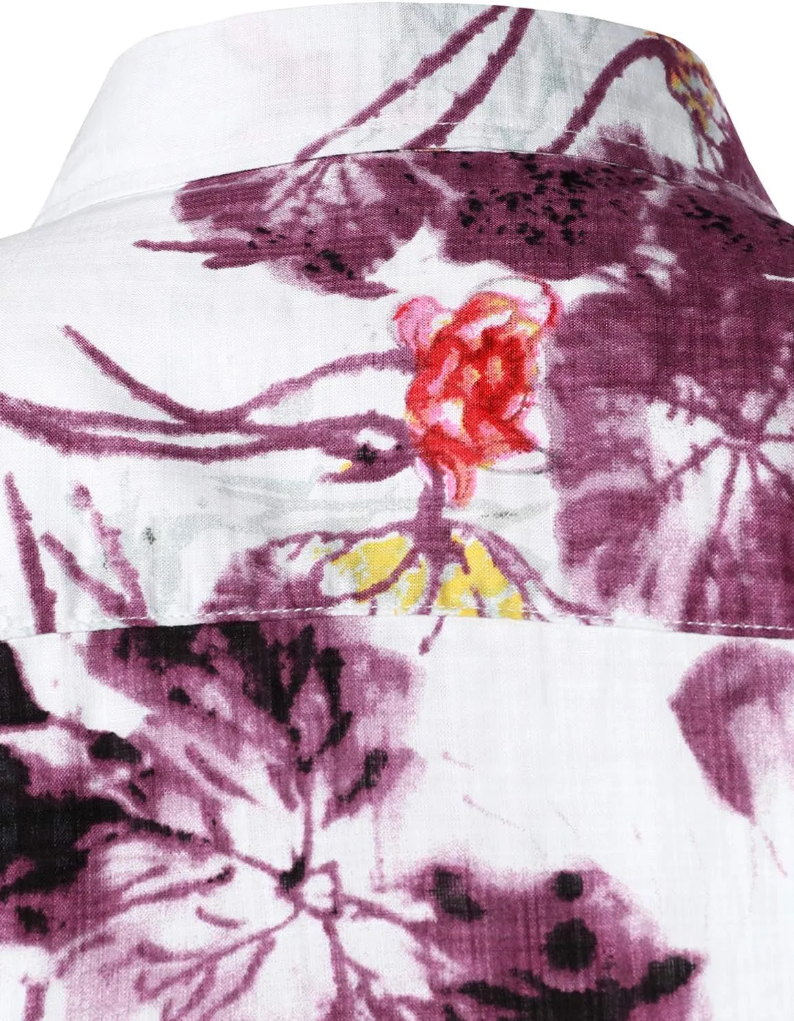 JOGAL Men's Flower Short Sleeve Button Down Hawaiian Shirt
