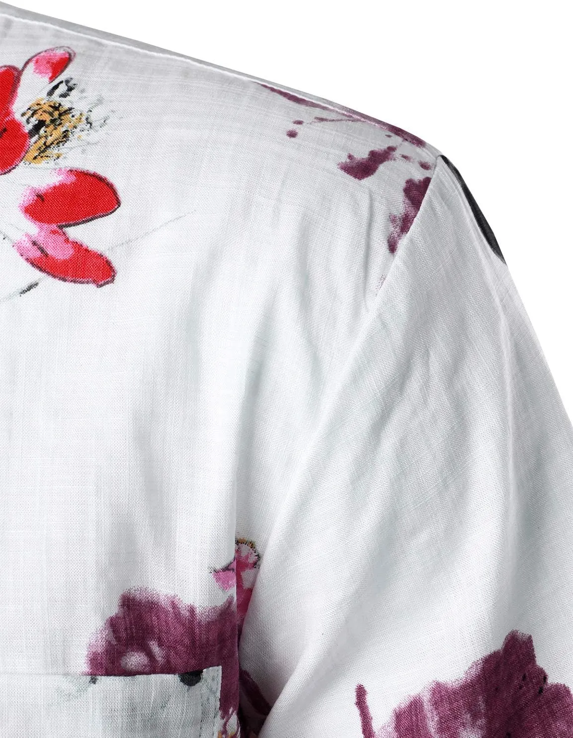 JOGAL Men's Flower Short Sleeve Button Down Hawaiian Shirt