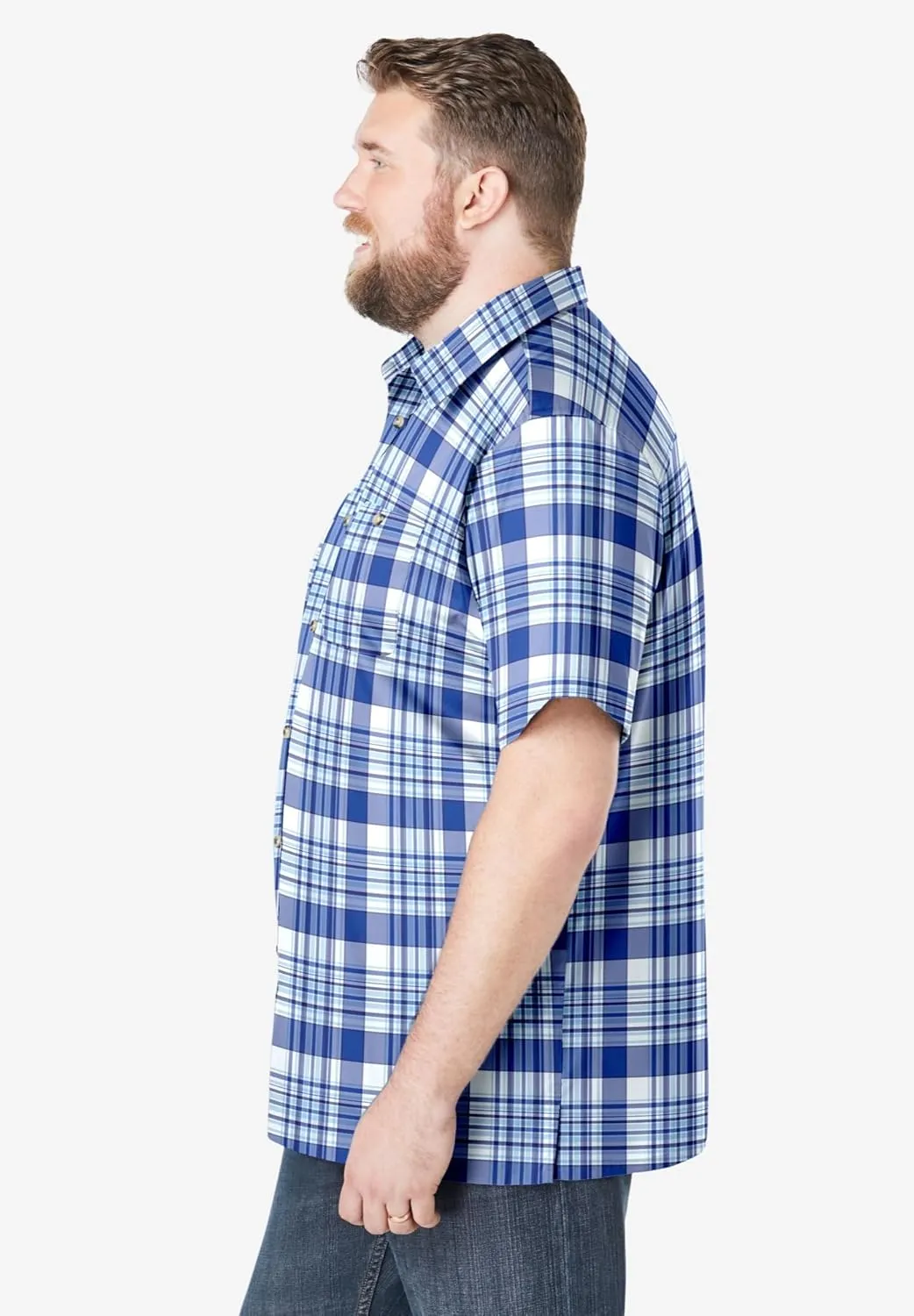 KingSize Men's Big & Tall Short-Sleeve Plaid Sport Shirt