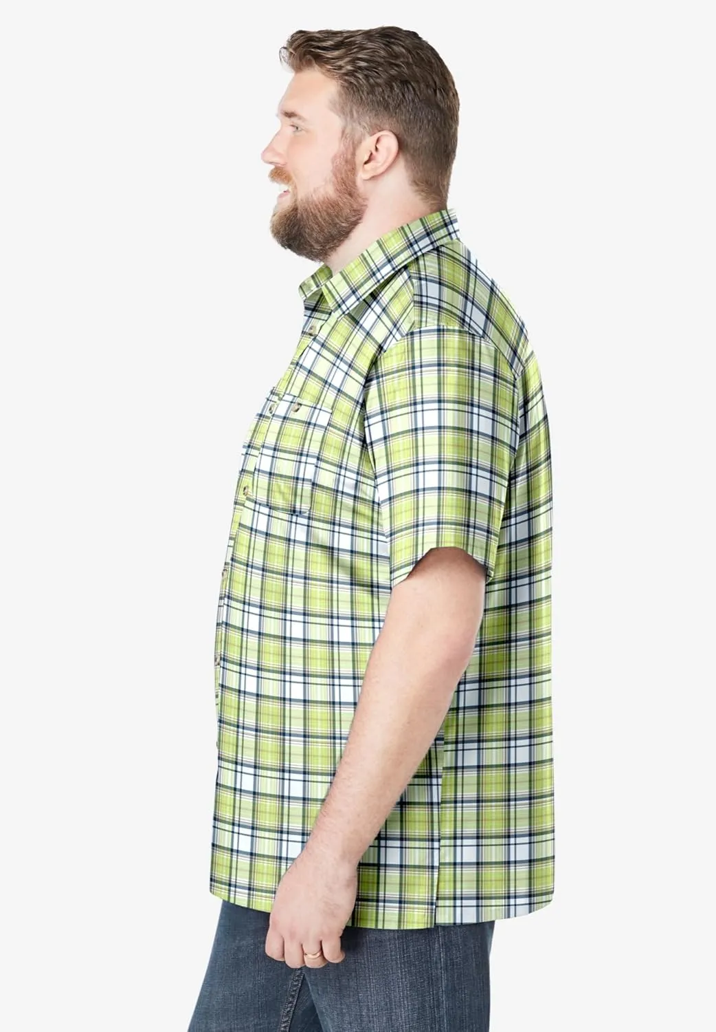 KingSize Men's Big & Tall Short-Sleeve Plaid Sport Shirt