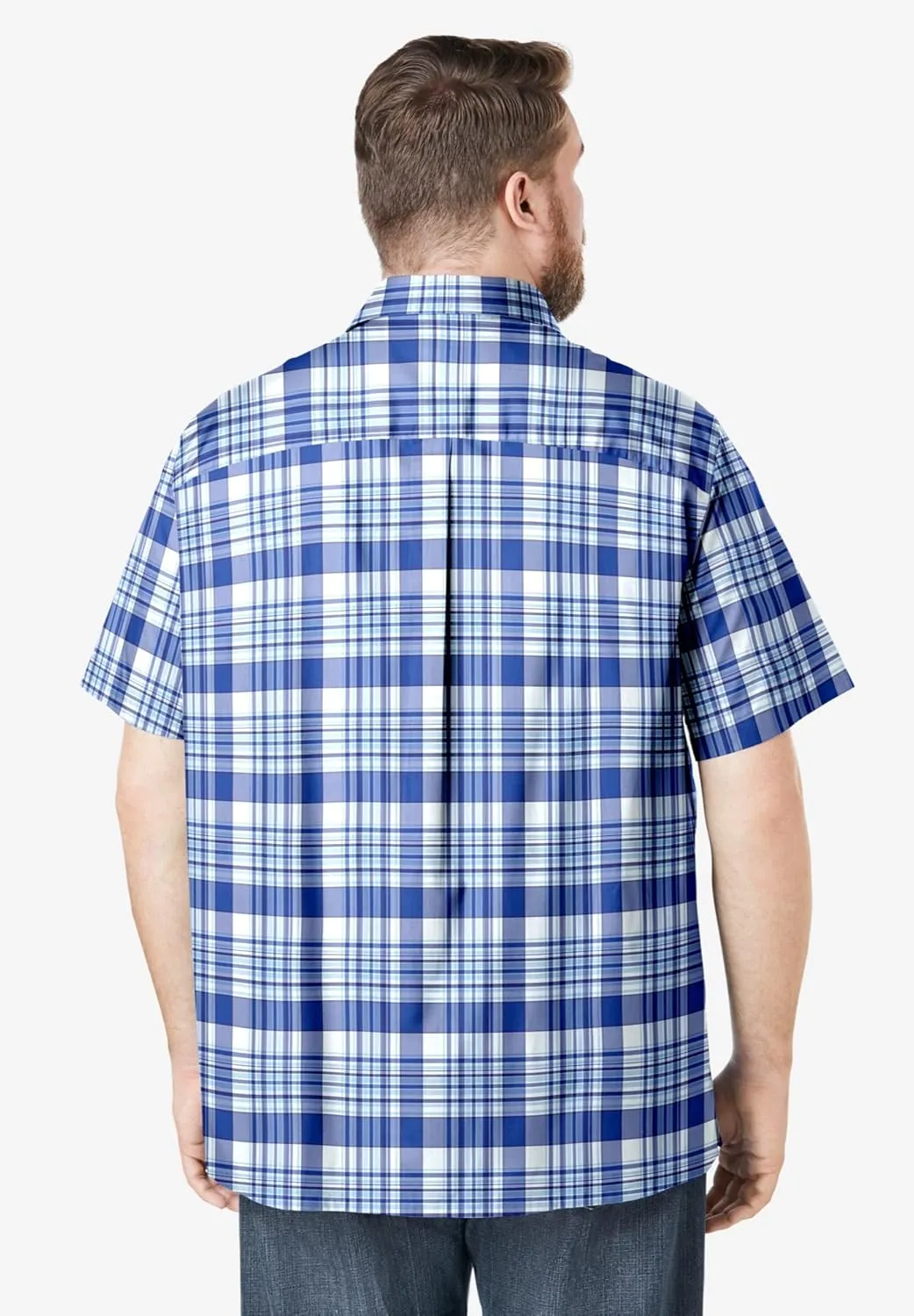 KingSize Men's Big & Tall Short-Sleeve Plaid Sport Shirt
